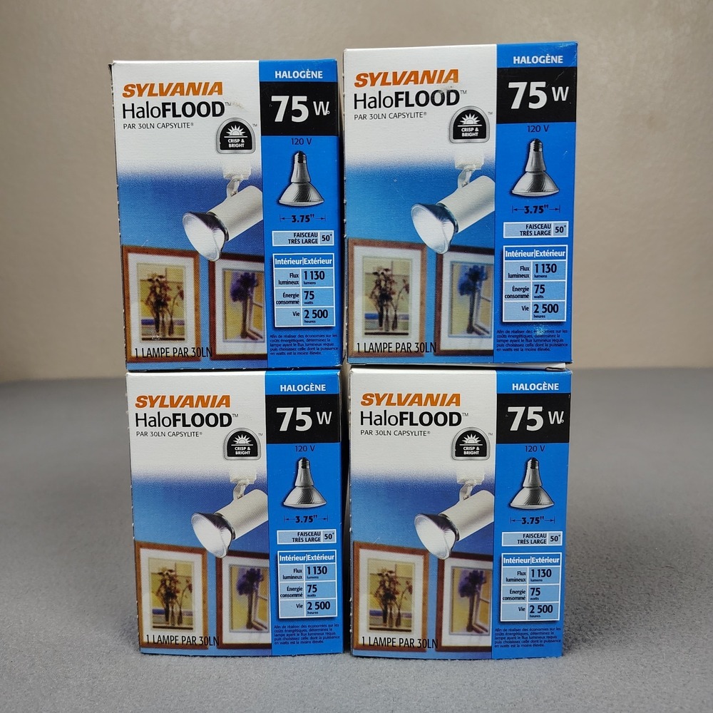 Sylvania Halo Flood Par 30 Light Bulbs 75W 4 Pack 50⁰ Wide Indoor Outdoor 3.75"